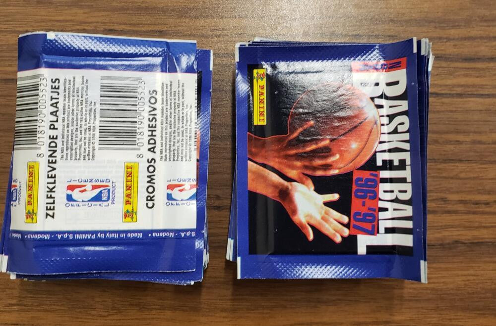1996-97 Panini Lot of 50 Sealed Album Sticker Packs ~ Look for Kobe Rookie Stickers!