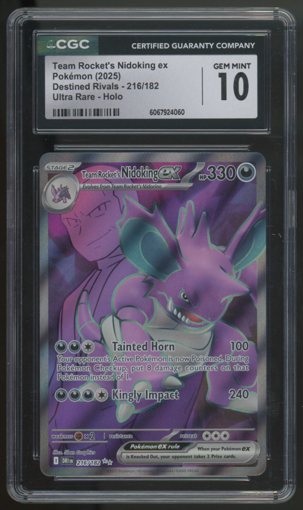 2025 Pokemon Team Rocket's Nidoking ex Destined Rivals UR #216 CGC 10