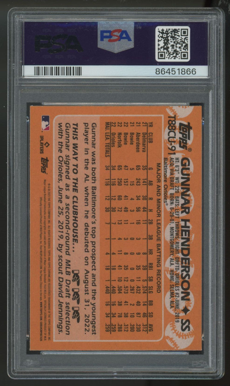 2023 Topps Chrome Silver Pack Gunnar Henderson RC Mojo #T88CU91 PSA 9