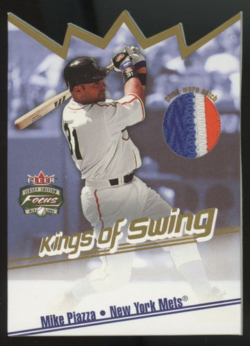 2002 Fleer Focus Jersey Edition Mike Piazza Kings of Swing Die-Cut Patch /100