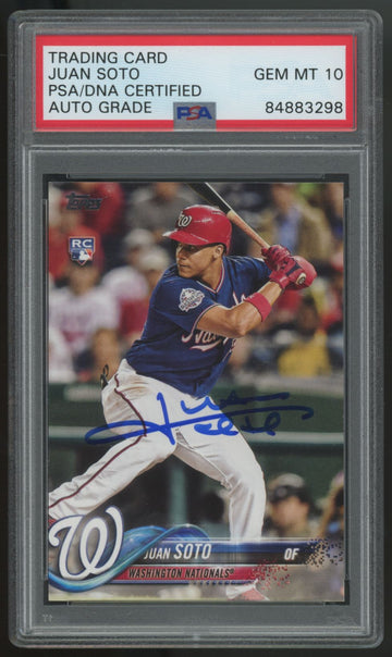 2018 Topps Update Juan Soto RC Signed IP Auto #US300 PSA 10 Auto Certified