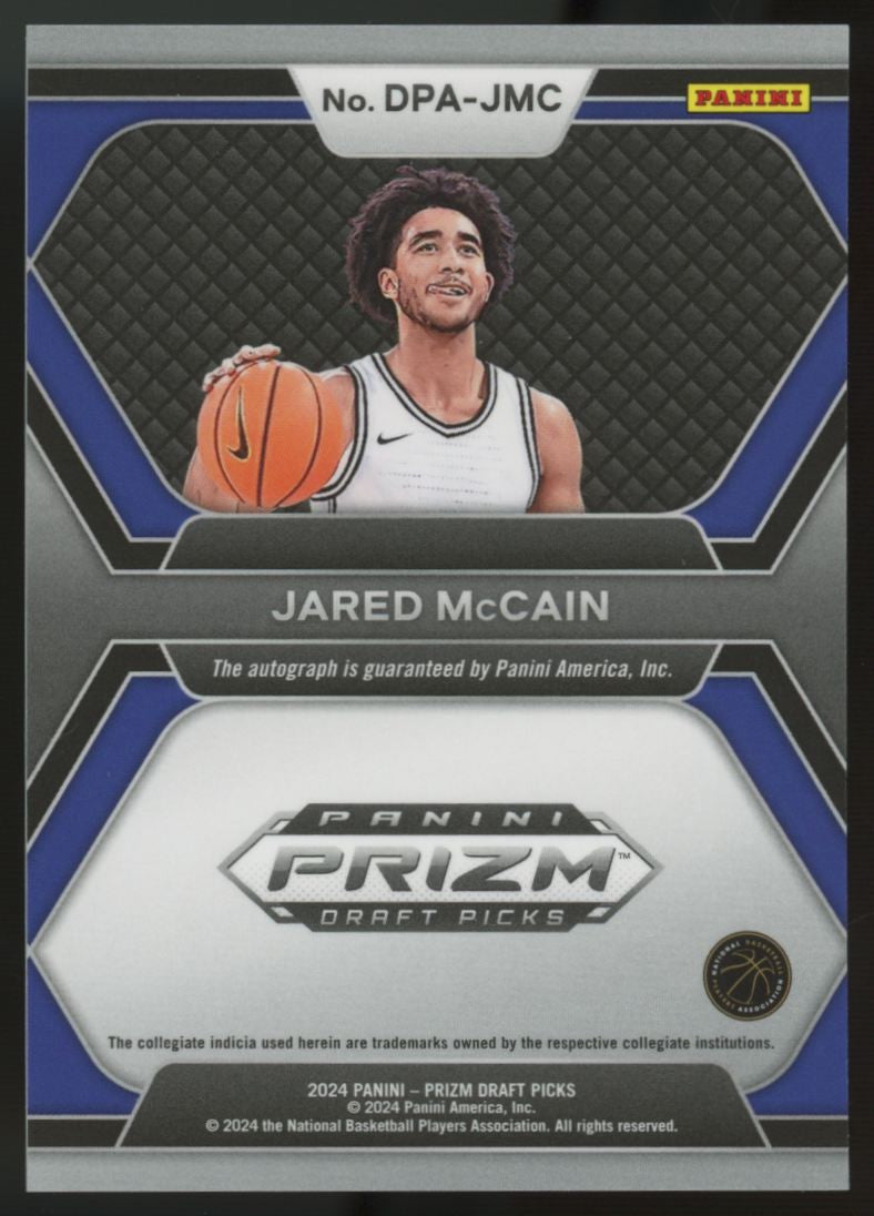 2024 Prizm Draft Basketball Jared McCain RC Draft Picks Auto #DPA-JMC