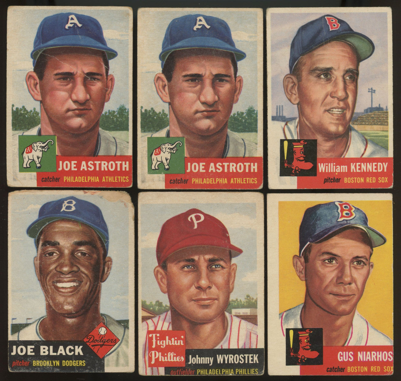 1953 Topps Baseball Lot Of 24 Low Grade Podres Loes Black