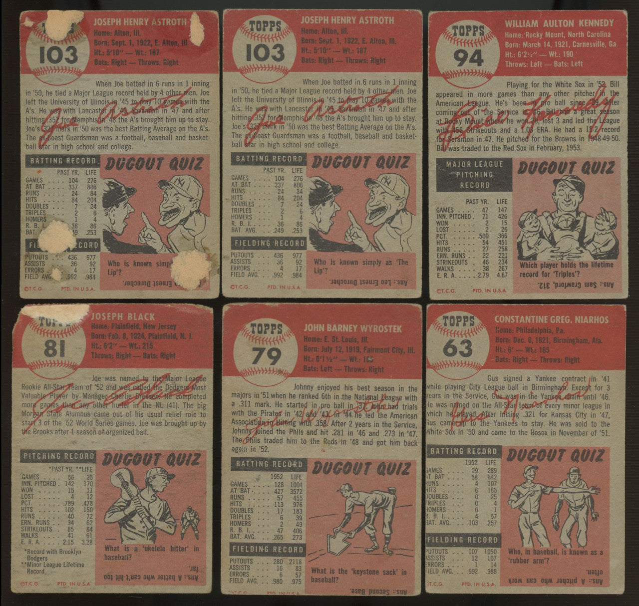 1953 Topps Baseball Lot Of 24 Low Grade Podres Loes Black