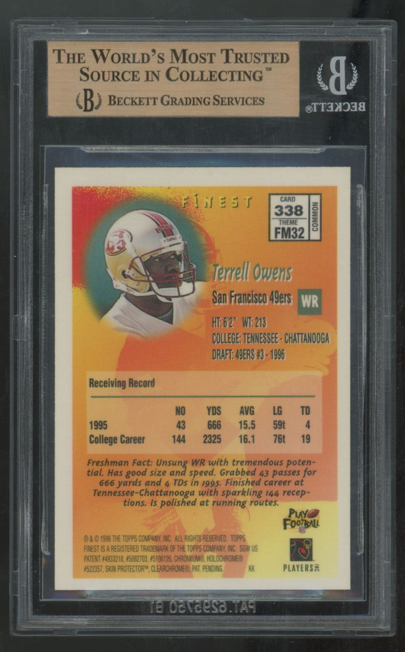 1996 Topps Finest Terrell Owens RC Freshman #338 BGS 9.5