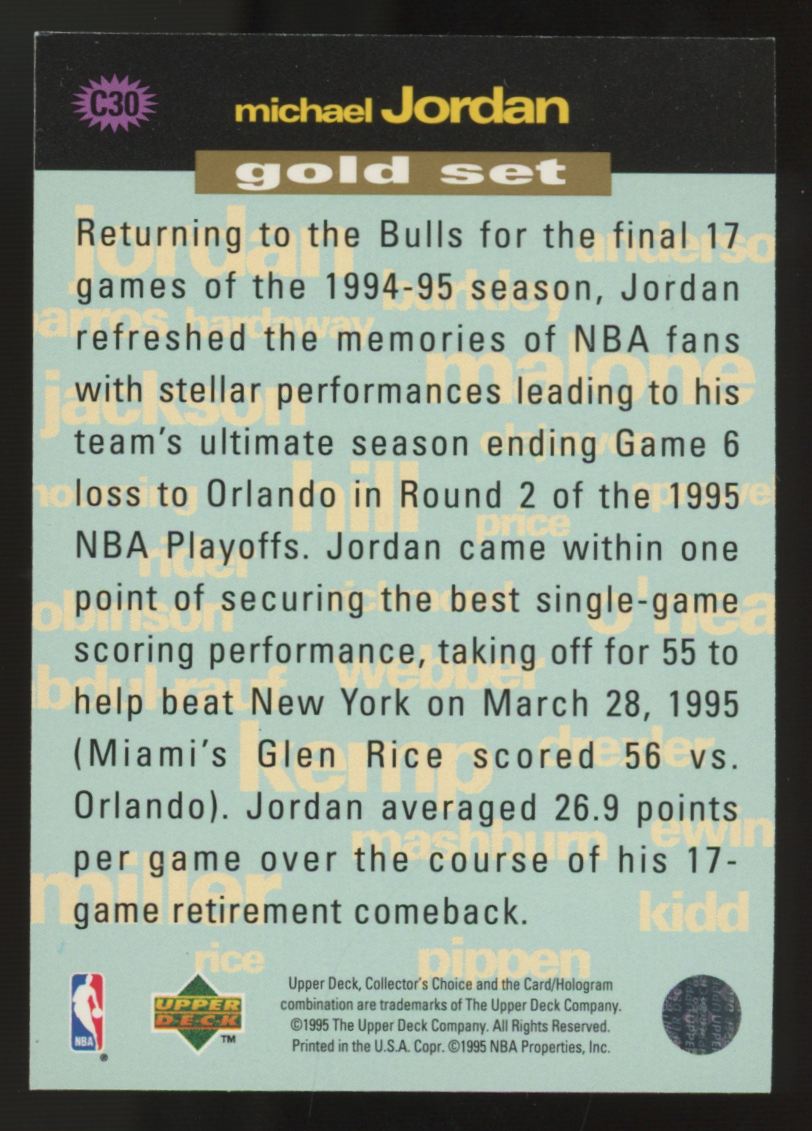 1995-96 UD Collector's Choice Michael Jordan Crash The Game Gold #C30