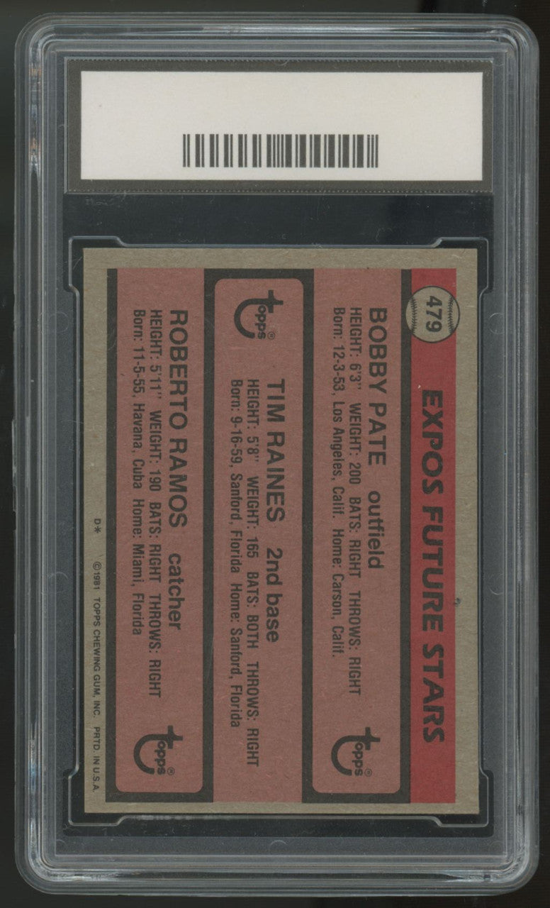 1981 Topps Tim Raines RC #479 1st Class Grading 10