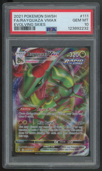 2021 Pokemon Rayquaza VMax Evolving Skies #111 PSA 10
