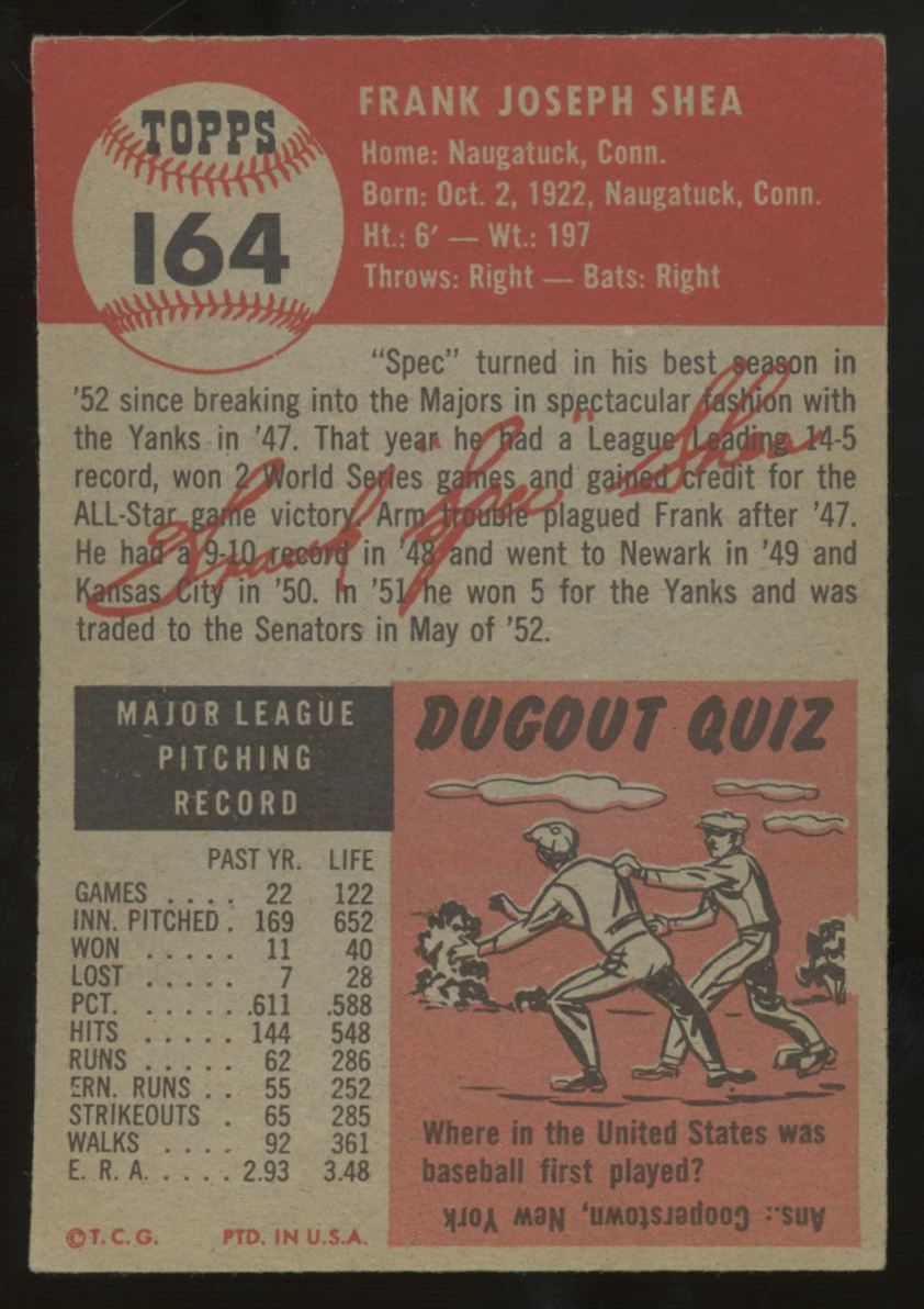1953 Topps Frank Shea #164 EX/MT