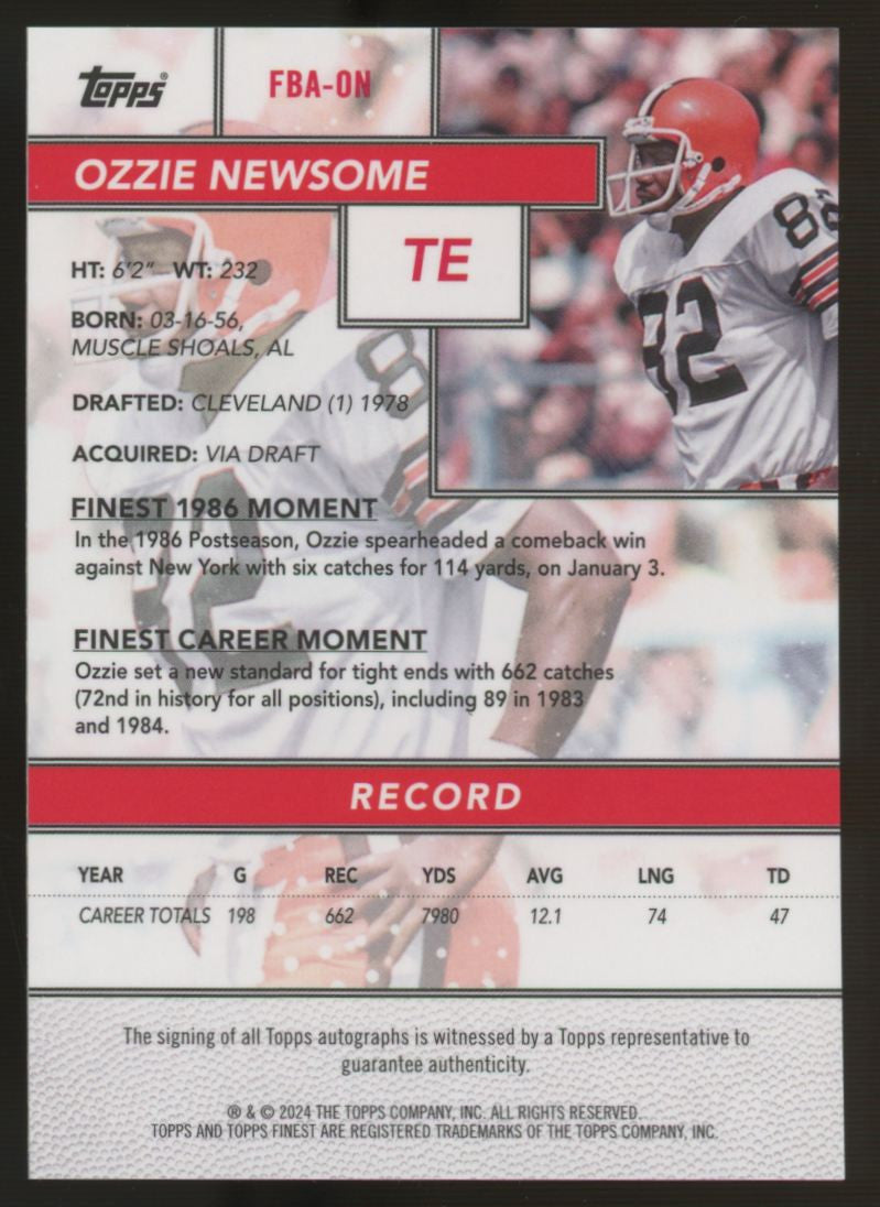 2024 Topps Chrome Ozzie Newsome Black Geometric Refractor Auto /25 #FBA-ON