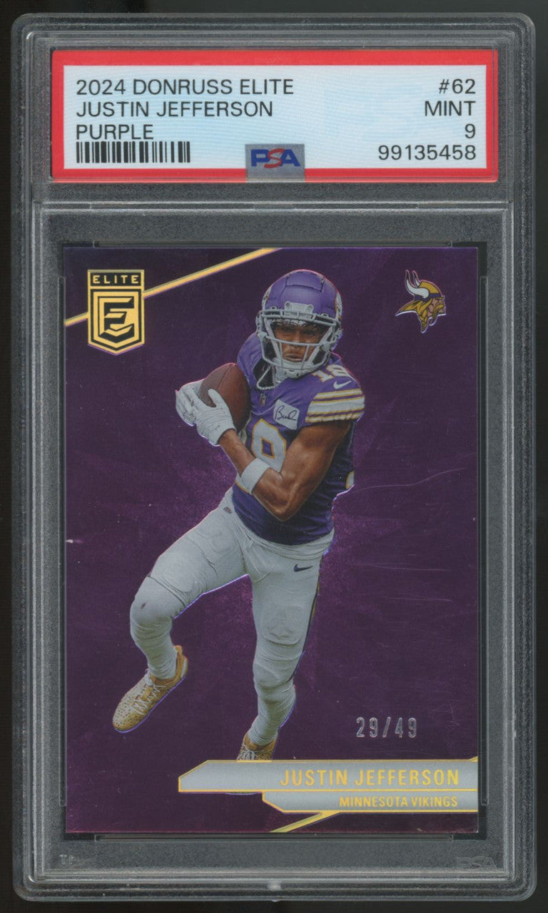2024 Donruss Elite Justin Jefferson Purple /49 #62 PSA 9