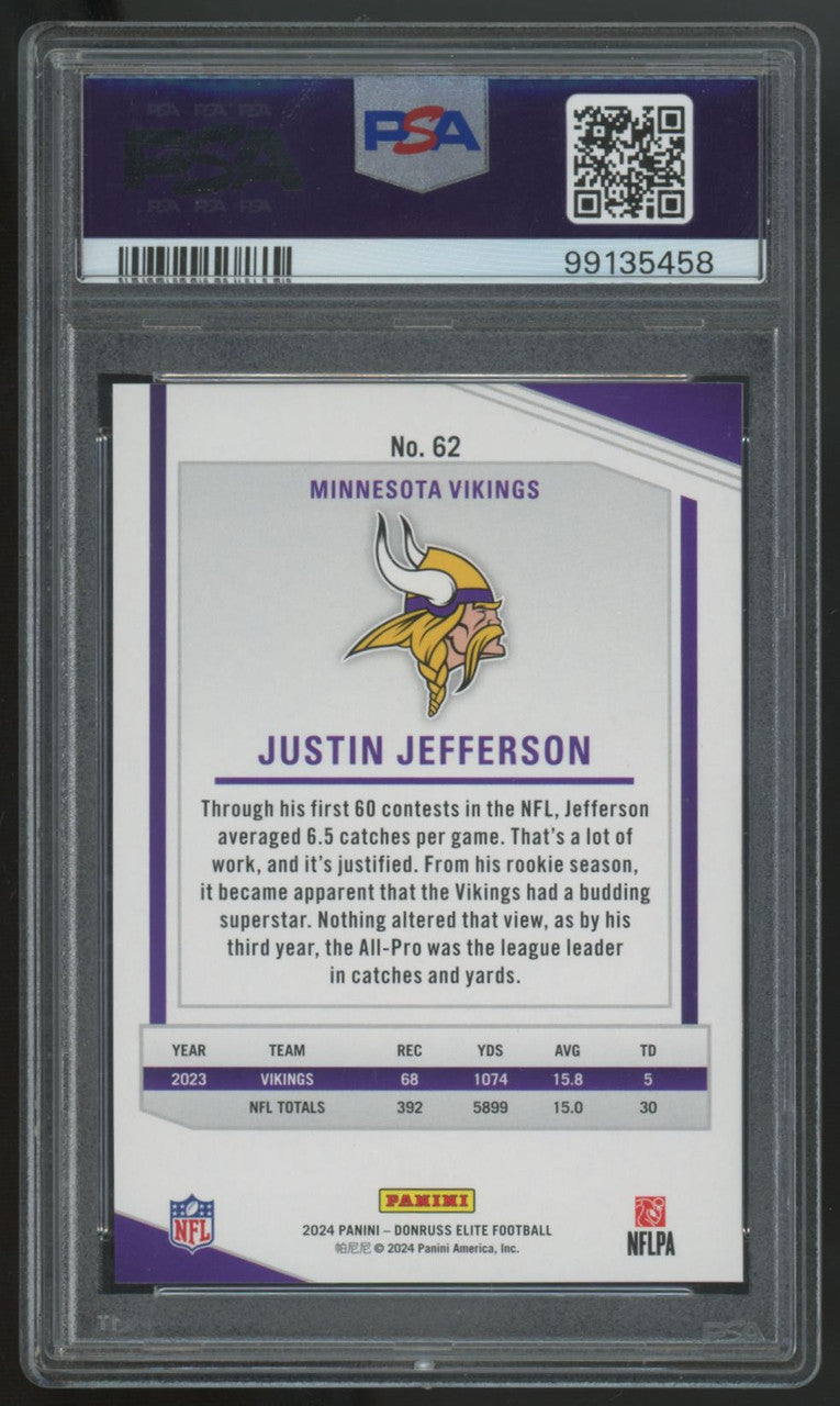 2024 Donruss Elite Justin Jefferson Purple /49 #62 PSA 9