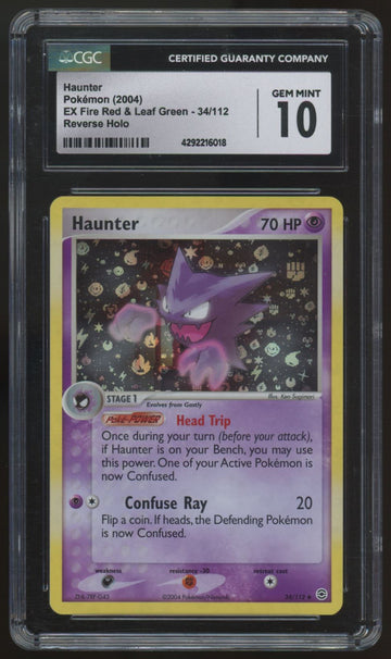 2004 Pokemon Haunter EX Fire Red/Leaf Green Reverse Holo #34 CGC 10