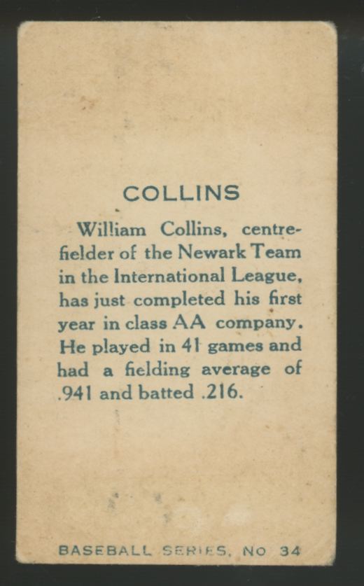 1912 C46 Imperial Bill Collins #34 G/VG