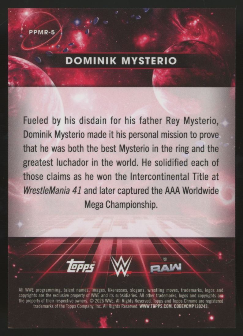 2026 Topps Chrome Cosmic WWE Dominik Mysterio Planetary Pursuit Mars SSP #PPMR-5