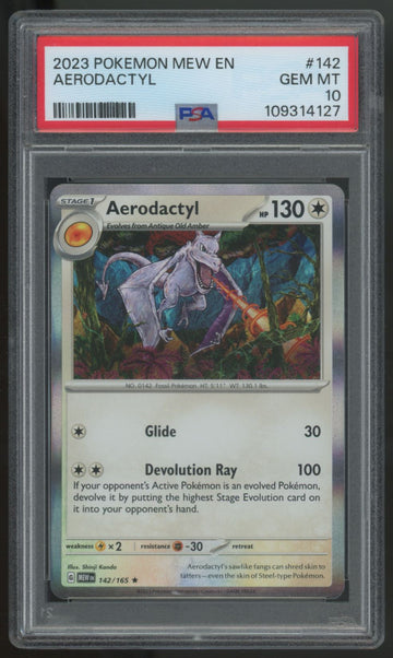 2023 Pokemon Aerodactyl 151 Holo #142 PSA 10