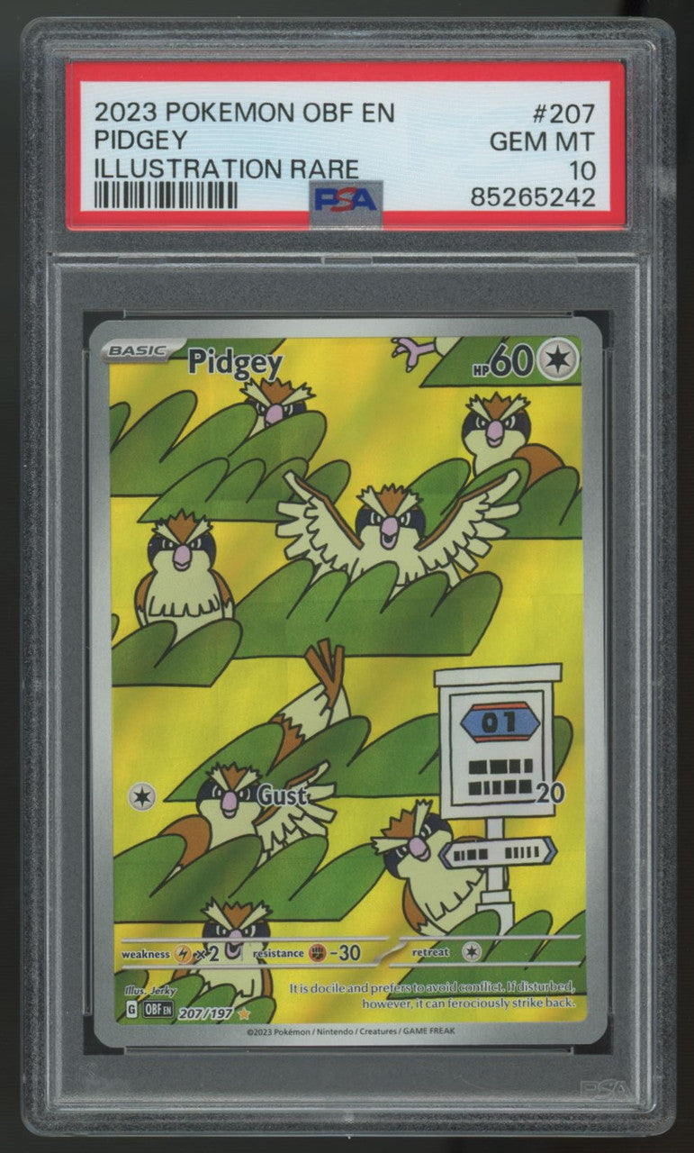 2023 Pokemon Pidgey Obsidian Flames Illustration Rare #207 PSA 10
