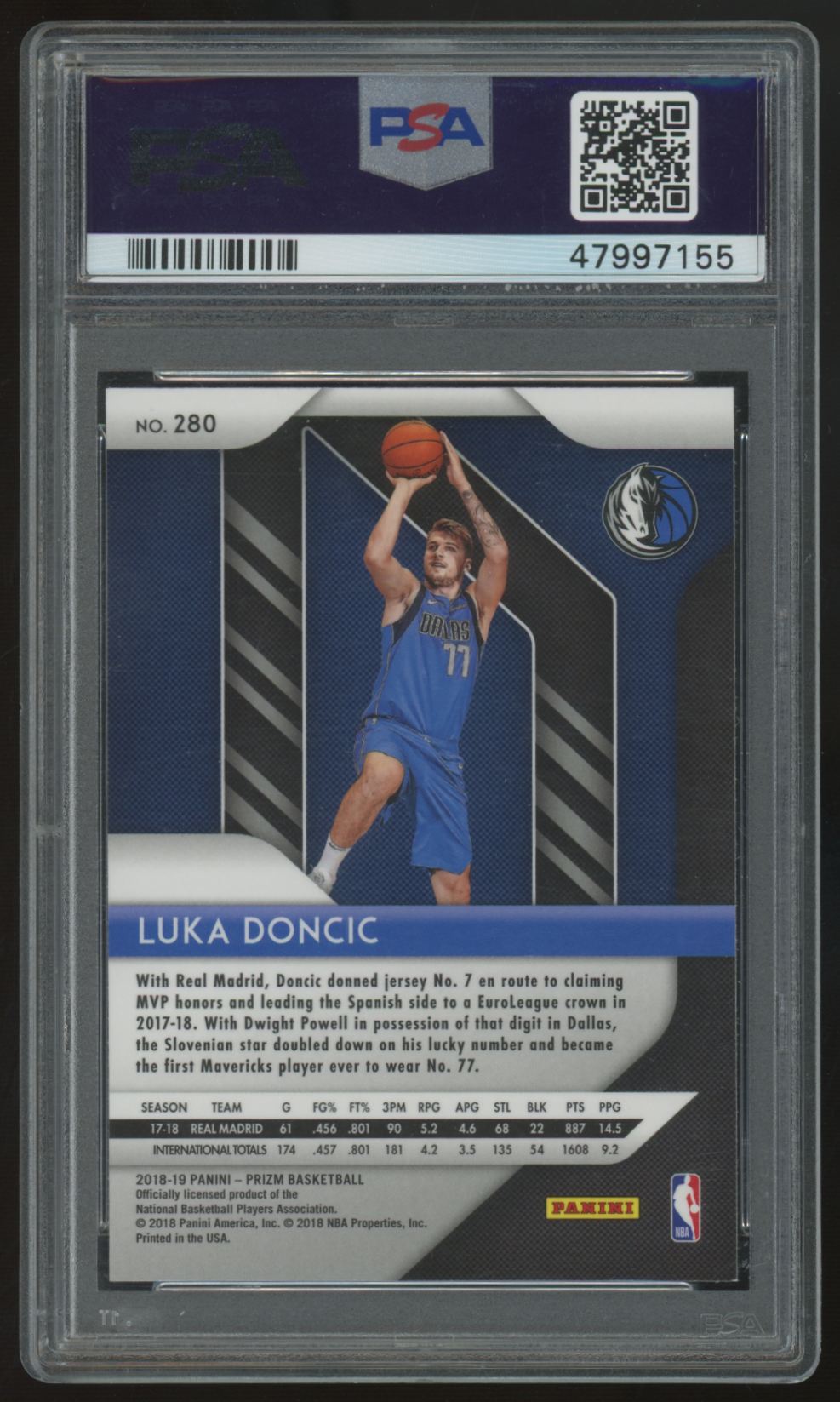 2018-19 Panini Prizm Luka Doncic RC #280 PSA 9 *155