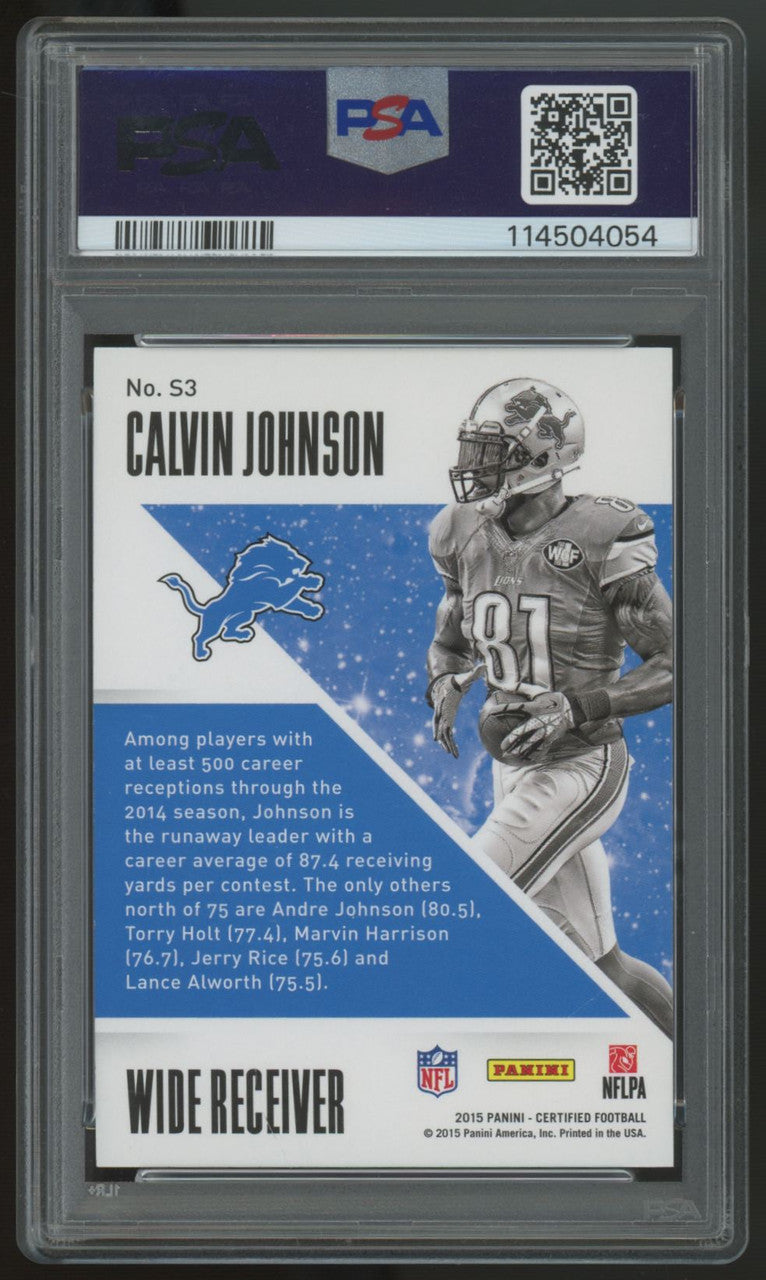 2015 Certified Calvin Johnson Stars Green Mirror /5 #S3 PSA 10