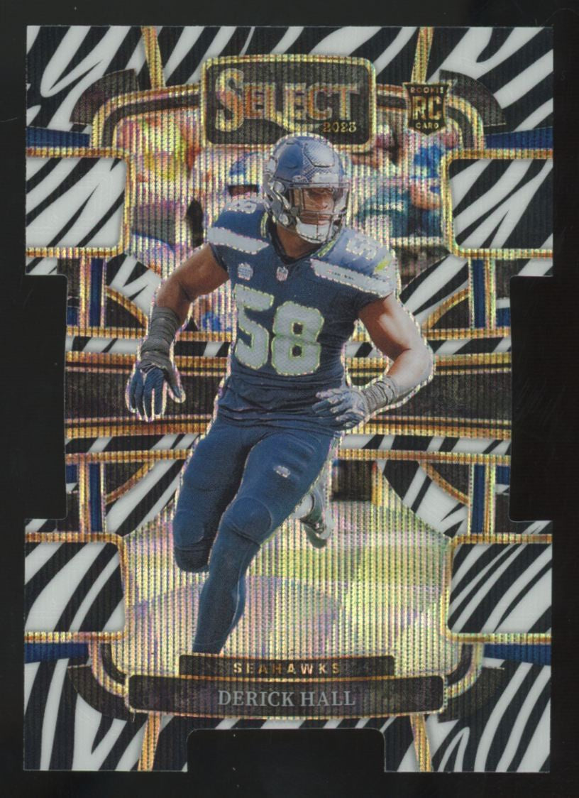 2023 Panini Select Derick Hall RC Concourse Zebra Prizm Die-Cut #85