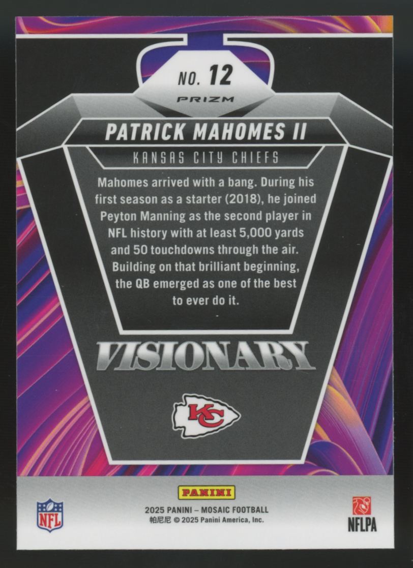 2025 Panini Mosaic Patrick Mahomes II Visionary #12