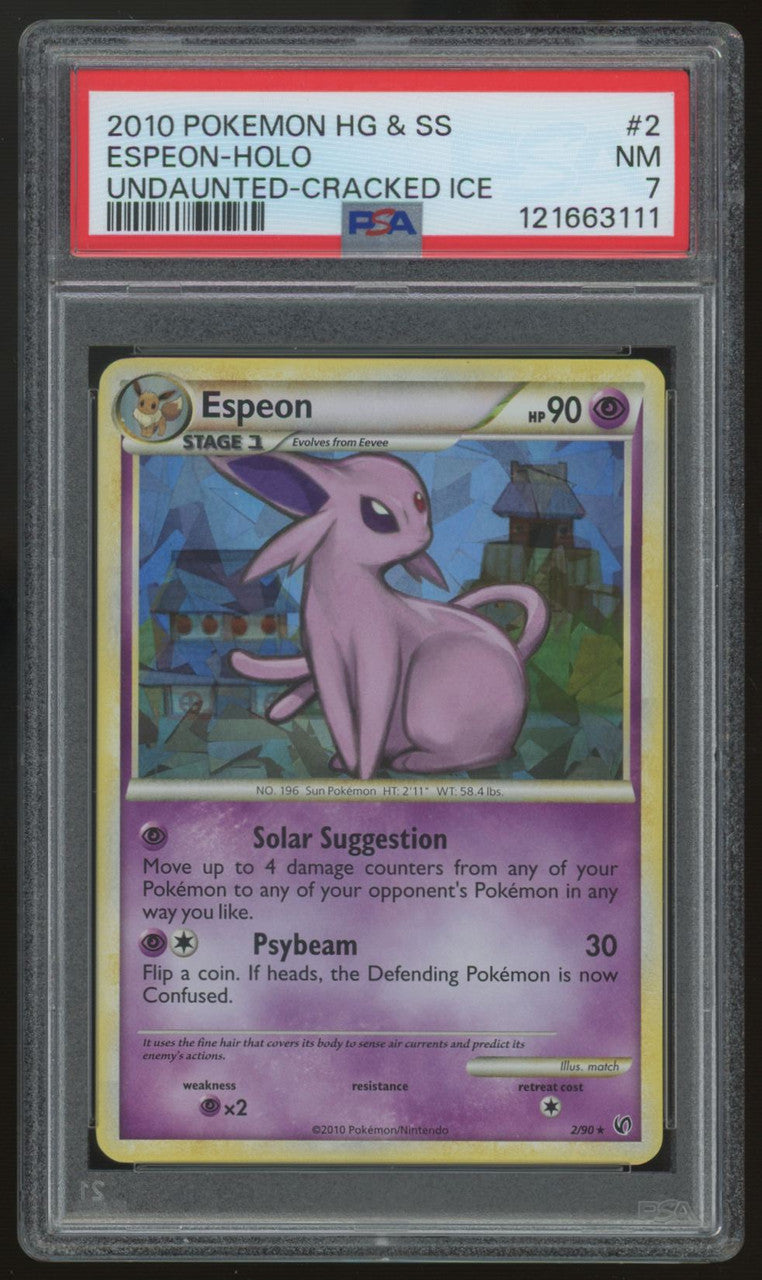 2010 Pokemon Espeon Undaunted Cracked Ice Holo #2 PSA 7