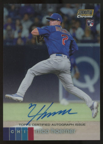 2020 Topps Stadium Club Chrome Nico Hoerner RC Gold Refractor Auto /50 #CANH