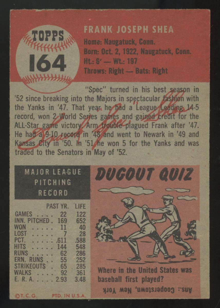 1953 Topps Frank Shea #164 VG/EX
