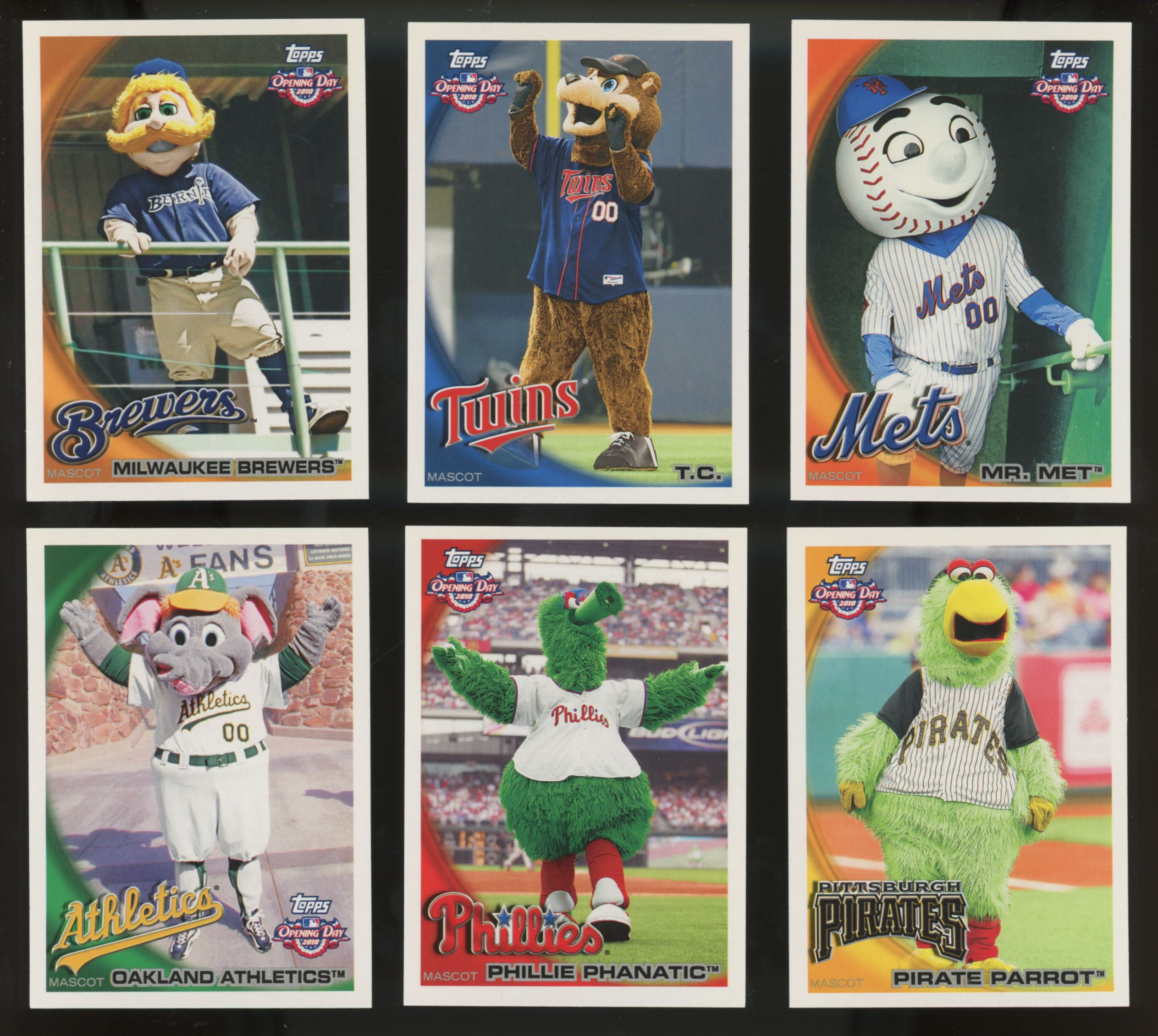 2010 Topps Opening Day Mascots Complete Set (1-25) Phillie Phanatic