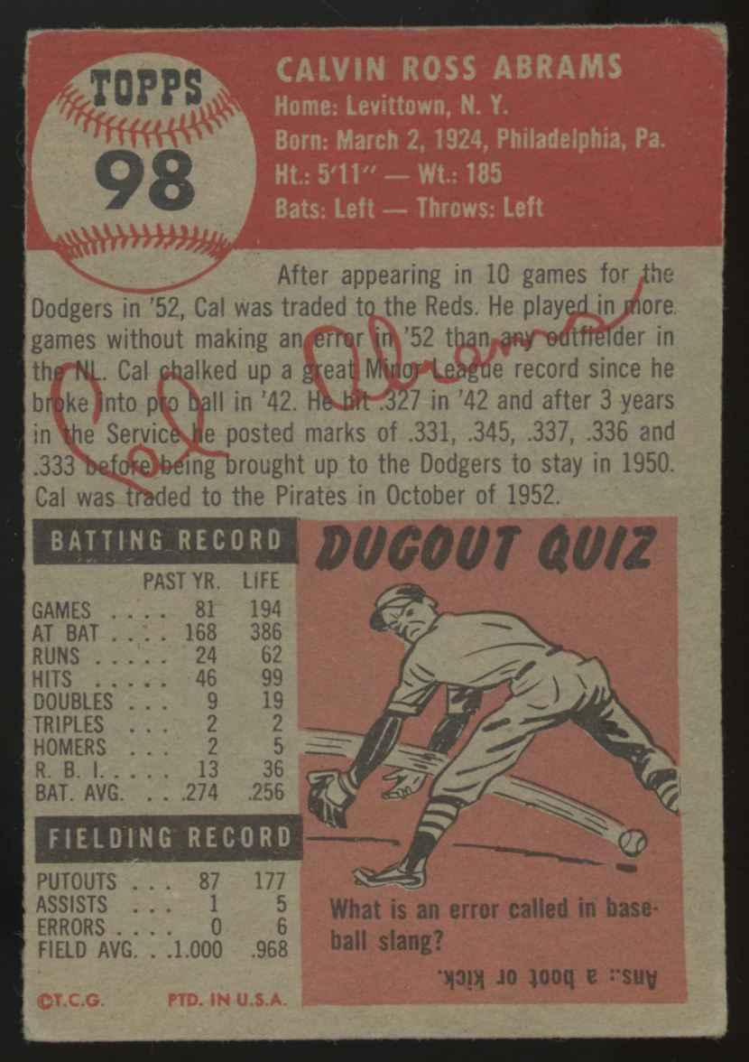 1953 Topps Cal Abrams #98 VG