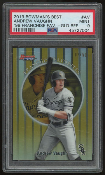 2019 Bowman's Best Andrew Vaughn Franchise Favorites Gold /50 #99FF-AV PSA 9