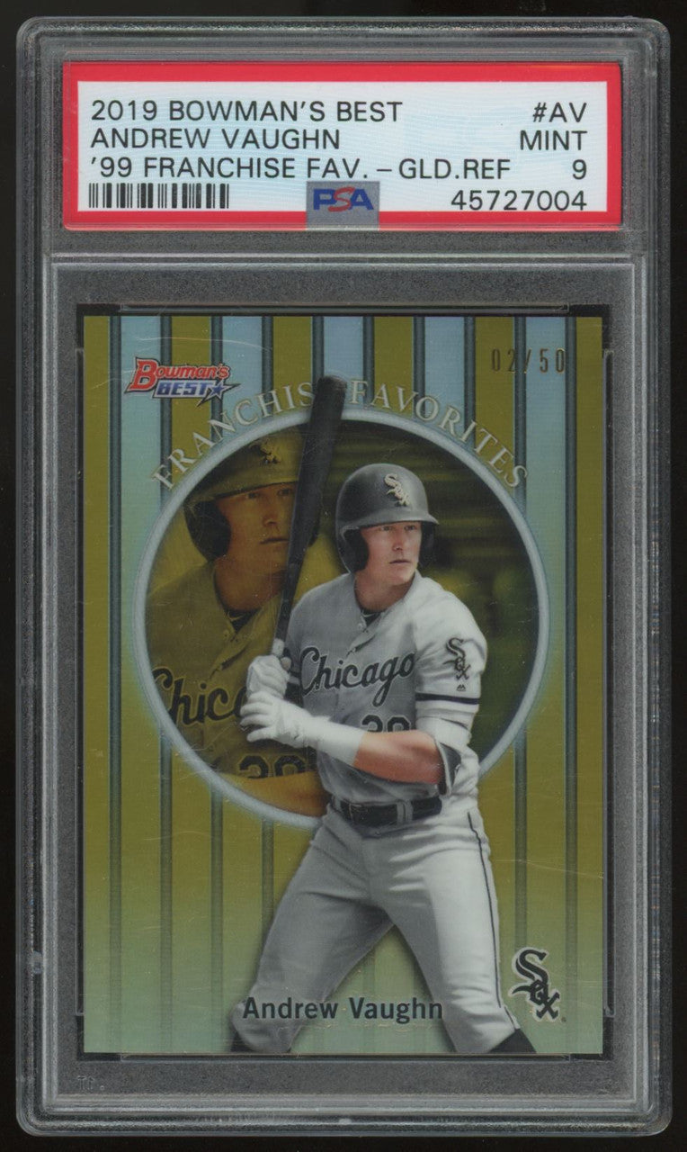2019 Bowman's Best Andrew Vaughn Franchise Favorites Gold /50 #99FF-AV PSA 9