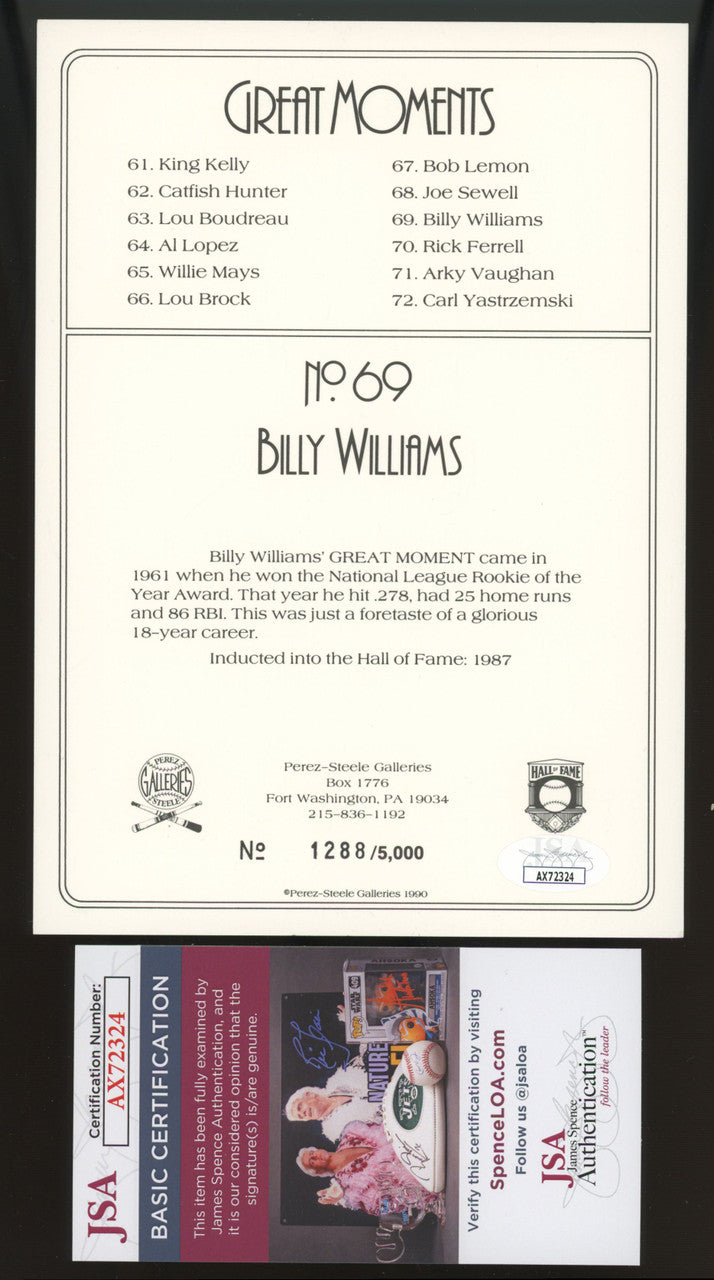 1988 Perez Steele Turkey Red Billy Williams Signed Autographed #69 /5000 JSA
