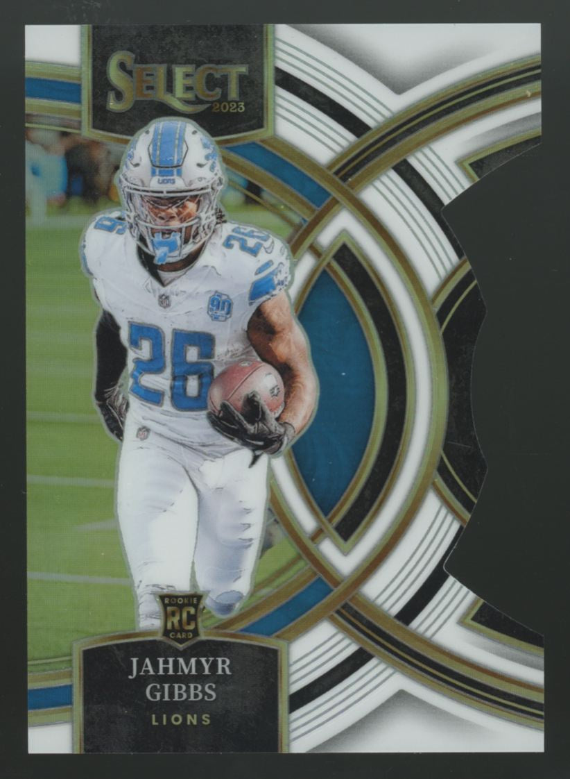 2023 Panini Select Jahmyr Gibbs RC Premier White Prizm Die-Cut /199 #198