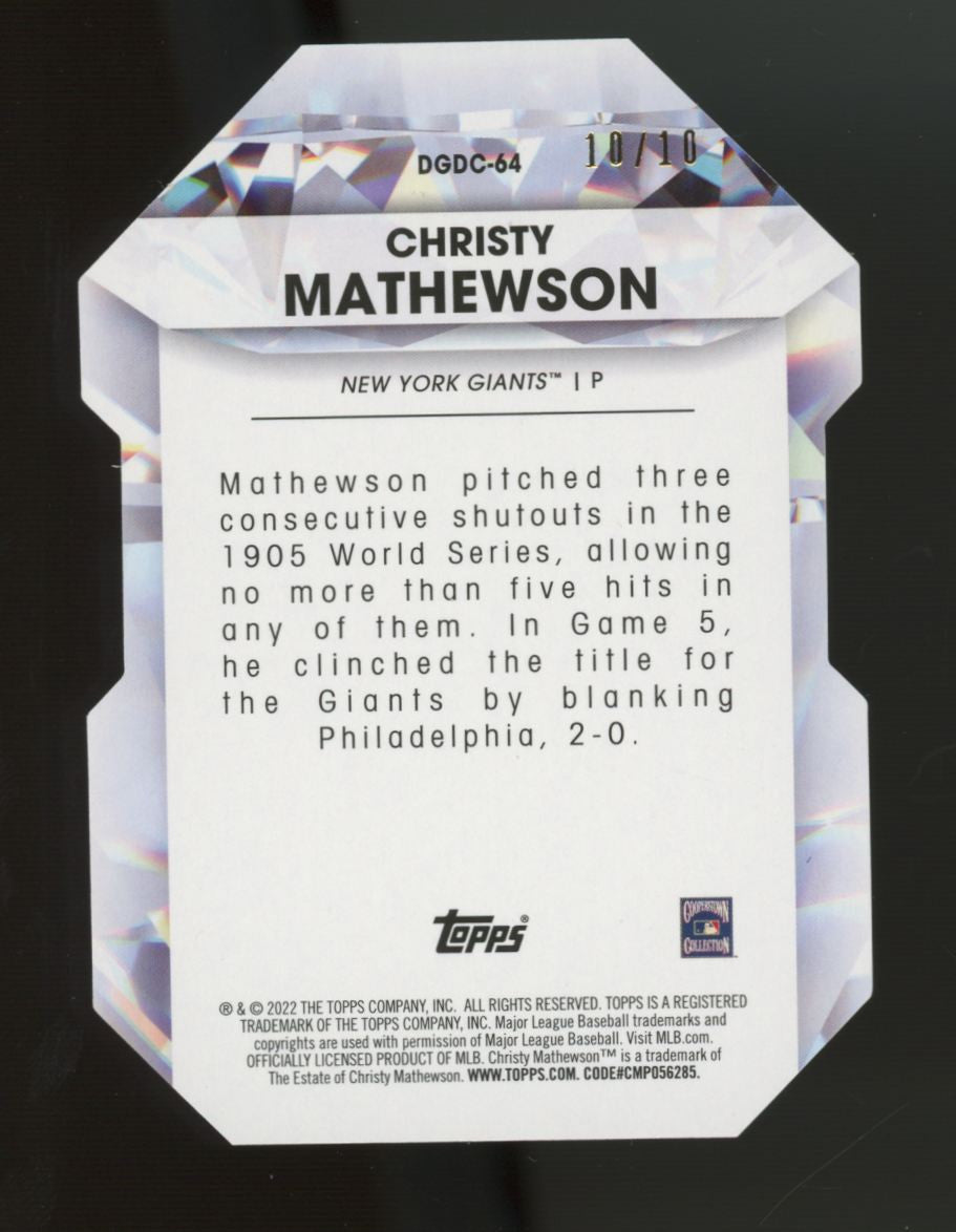 2022 Topps Cooperstown Collection Christy Mathewson Diamond Greats /10 #DGDC-64