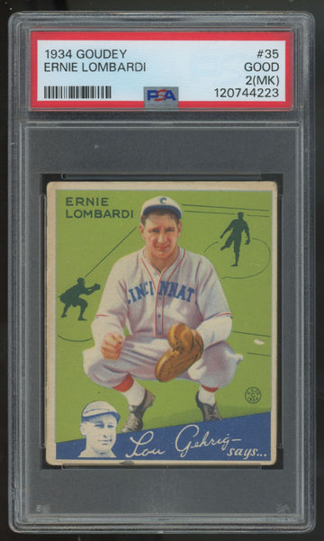 1934 Goudey Ernie Lombardi RC #35 PSA 2 (MK)