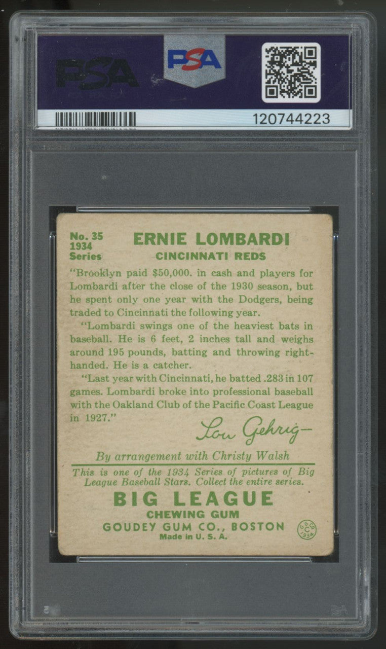 1934 Goudey Ernie Lombardi RC #35 PSA 2 (MK)