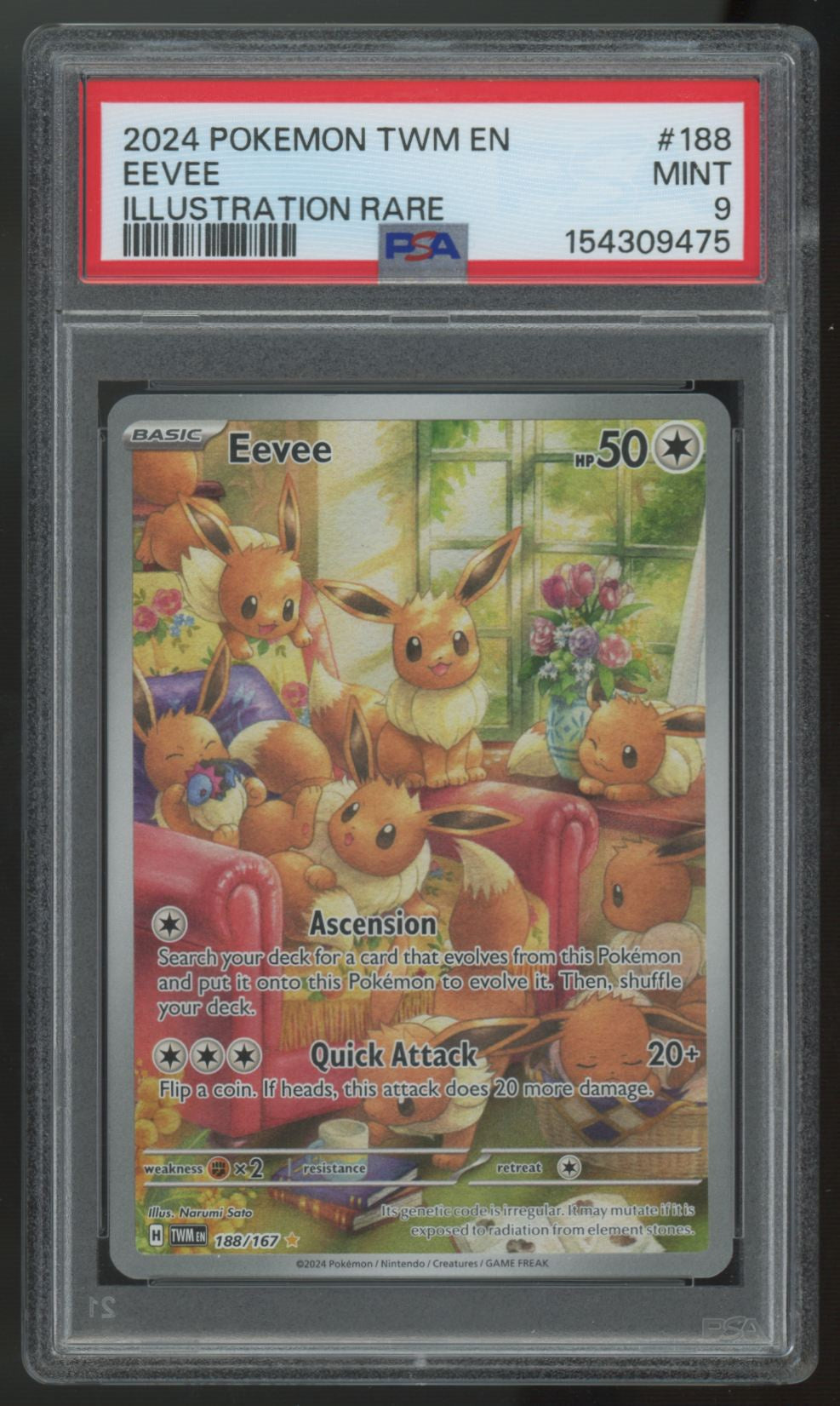 2024 Pokemon Eevee Twilight Masquerade Illustration Rare #188 PSA 9 (C)