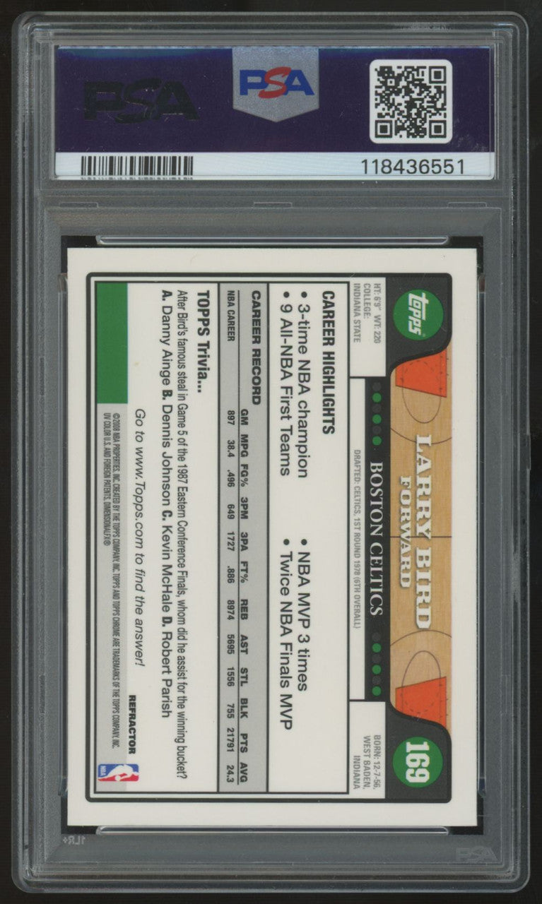 2008-09 Topps Chrome Larry Bird Refractor #169 PSA 9