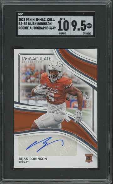 2023 Panini Immaculate Collegiate Bijan Robinson RC Rookie Auto /49 SGC 9.5 10