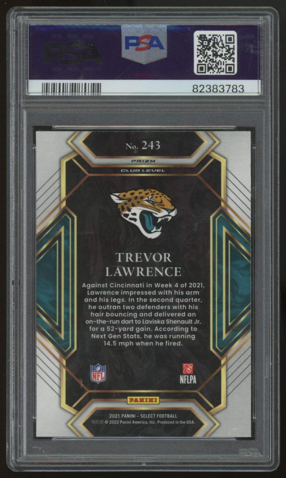 2021 Panini Select Trevor Lawrence RC Disco Prizm #243 PSA 9