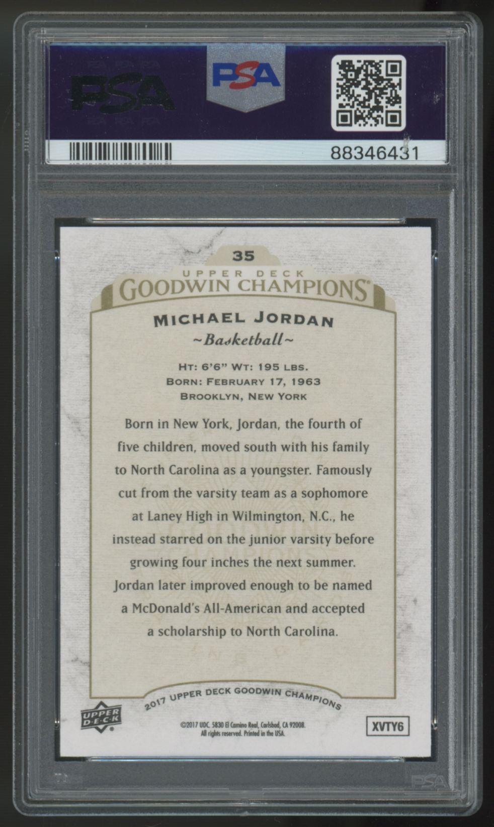 2017 Upper Deck Goodwin Champions Michael Jordan #35 PSA 10