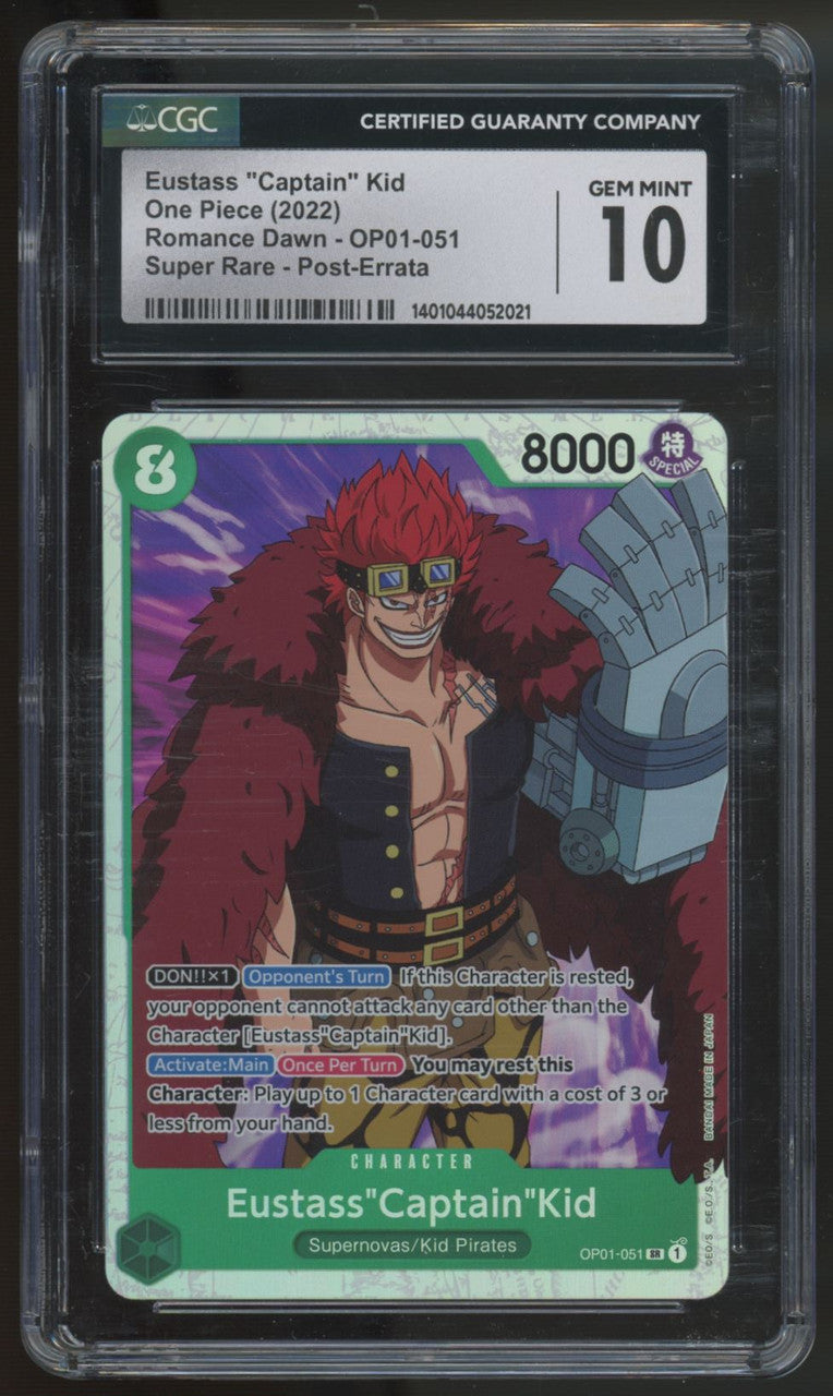 2022 One Piece Eustass "Captain Kid Super Rare #OP01-051 CGC 10