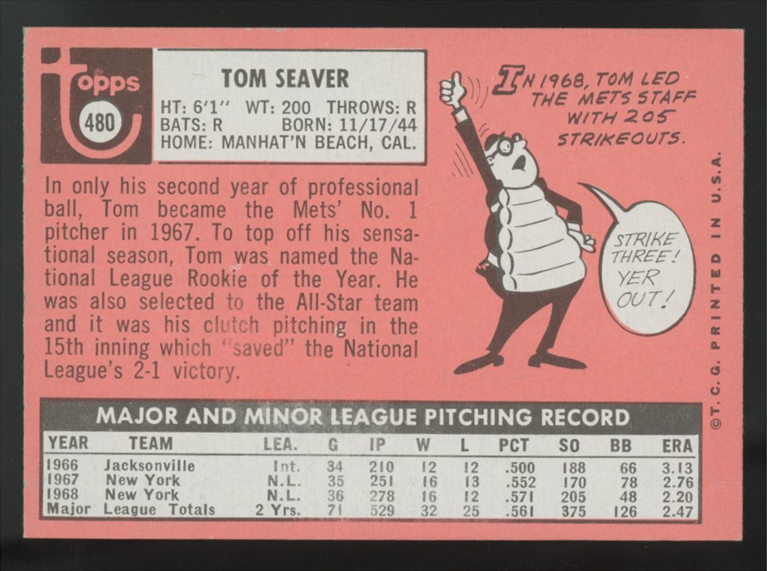 1969 Topps Tom Seaver #480 NM