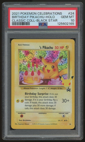 2021 Pokemon Birthday Pikachu Celebrations Holo Promo #24 PSA 10