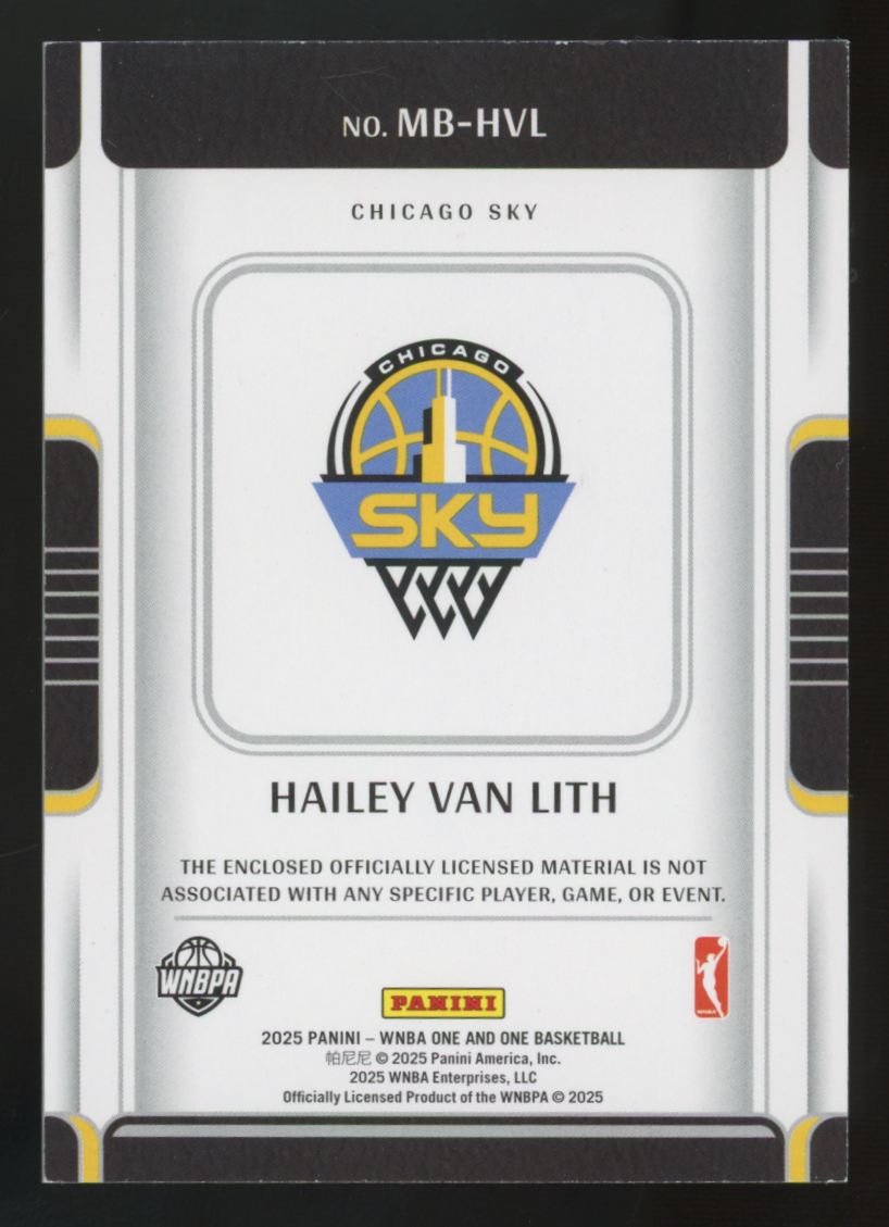 2025 Panini WNBA One & One Hailey Van Lith RC Patch /99 #MB-HVL
