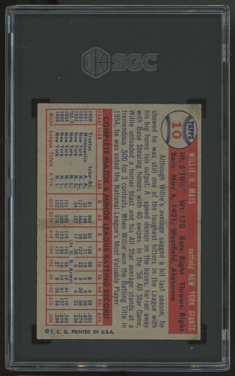 1957 Topps Willie Mays #10 SGC 5.5