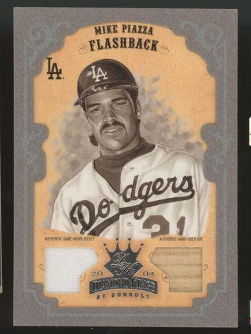 2004 Donruss Diamond Kings Mike Piazza Crowning Moment Dual Relic /30 #157