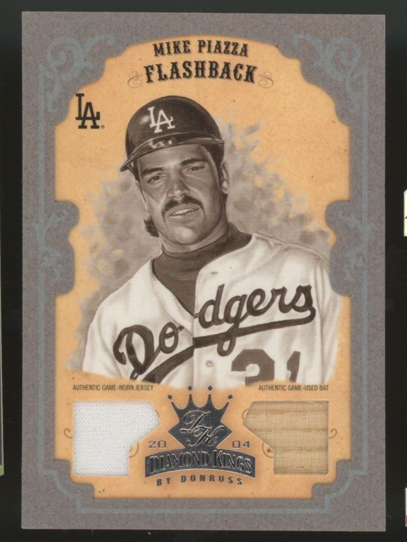 2004 Donruss Diamond Kings Mike Piazza Crowning Moment Dual Relic /30 #157