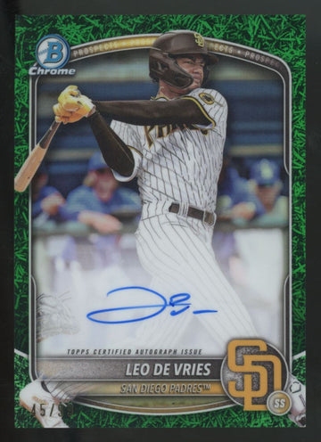 2025 Bowman Leo De Vries Prospect Chrome Green Grass Refractor Auto /99 #CPA-LD